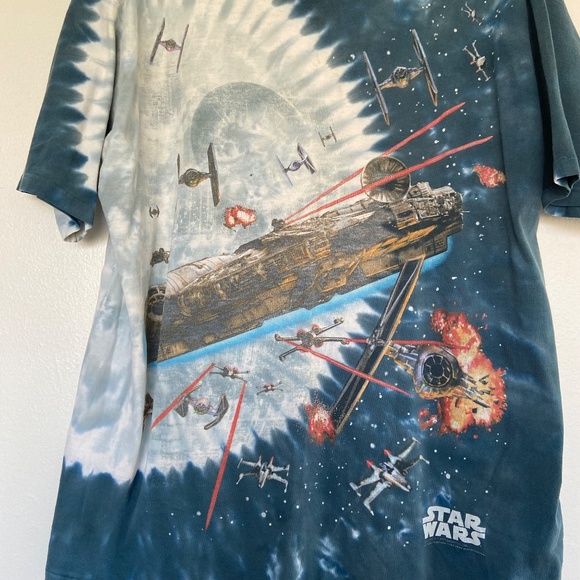 Vintage 1997 Liquid Blue Star Wars T-Shirt Mens XL Millennium Falcon AOP 90s Tee - Picture 4 of 14